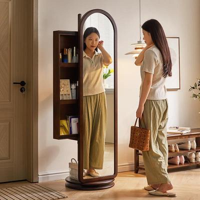 8542实木穿衣镜旋转全镜卧室试衣镜地衣穿镜衣落帽身架穿衣镜一体