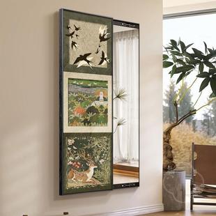 中古风隐藏式推全镜身法389镜装饰画式衣帽间镜子隐形拉穿衣玄关