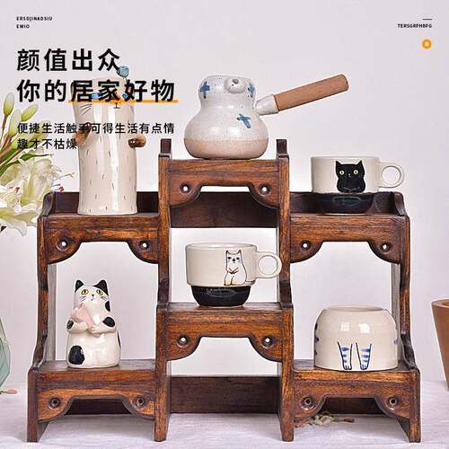 小型博古木架实中式桌面茶示壶展架紫砂壶架摆放子茶具置2256物架