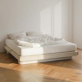 诧寂矮游牧无床头 牧实床木无床头床现代简3约平板双人游床日式