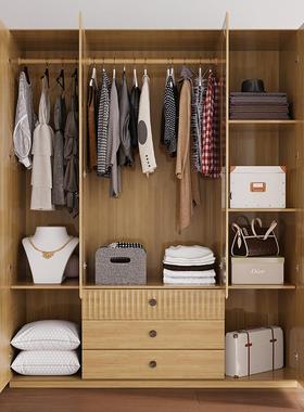 原木色家推拉柜用卧室现简约WLU衣柜衣结实耐用储物收纳代柜三门