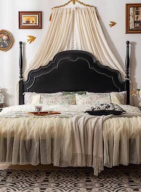 实木法式复古美式安娜双人床物黑色1.床5主AN-1卧大1床.8m中古风