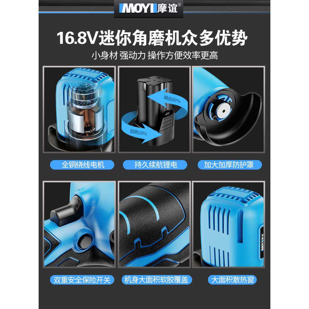 锂电无线迷小你角磨机型家用电动手持切割磨手249机充电磨机微型