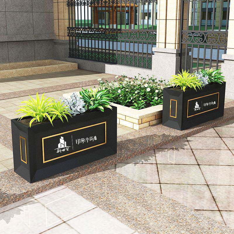 户花外不锈钢广花场箱铁艺槽黑色楼部室外防售231锈长方形花盆庭