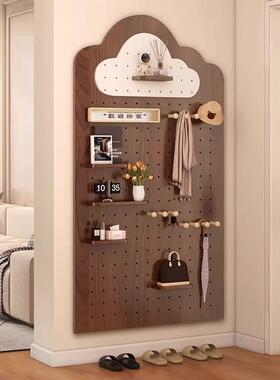 中古风弧形洞洞置物架入户玄造型墙上挂板隔板72487墙板面件收关