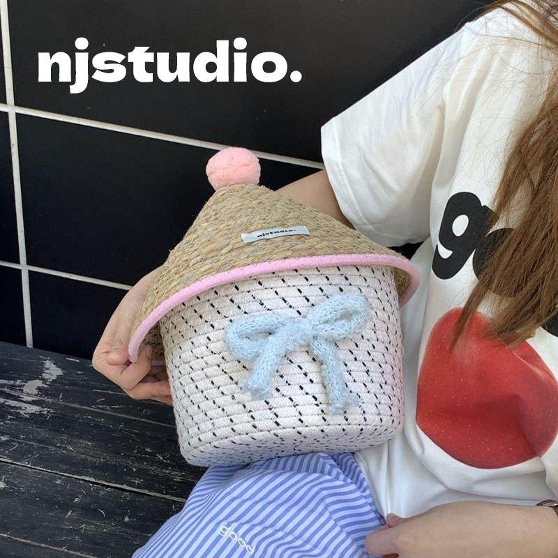 田园风宿舍耐用收纳筐创意草编加大置物盒原创编织篮装饰小房子桶