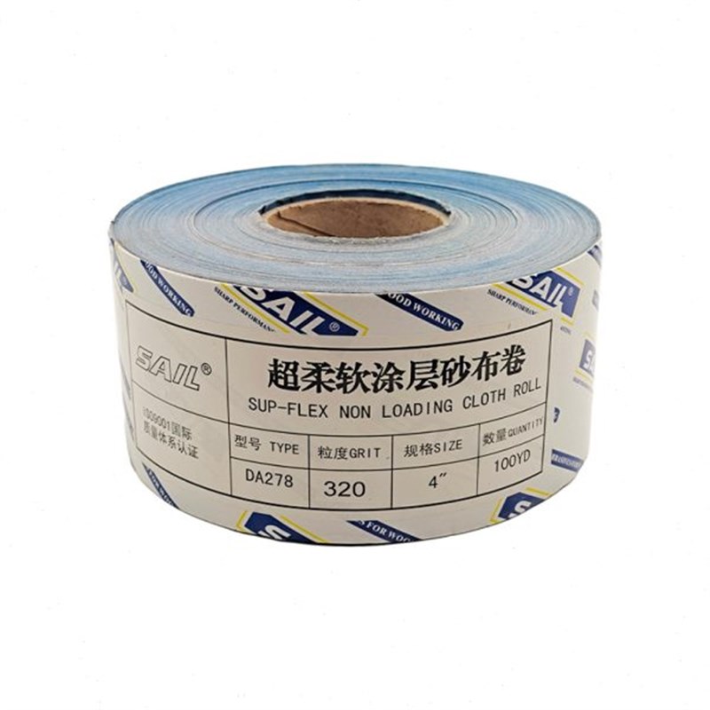SAIL 4寸手撕超软p涂层砂布卷 蓝布白砂木工静电抛光 研磨超柔砂
