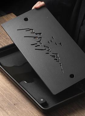 大茶水长方茶盘家用现代储简约陶瓷排水双用台干tfq2956泡托盘小