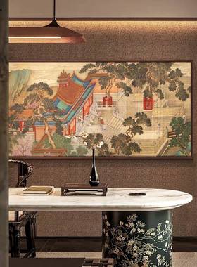 2025款新中式客厅背景新装饰画档大水气别墅餐厅墙面山风景HF9049