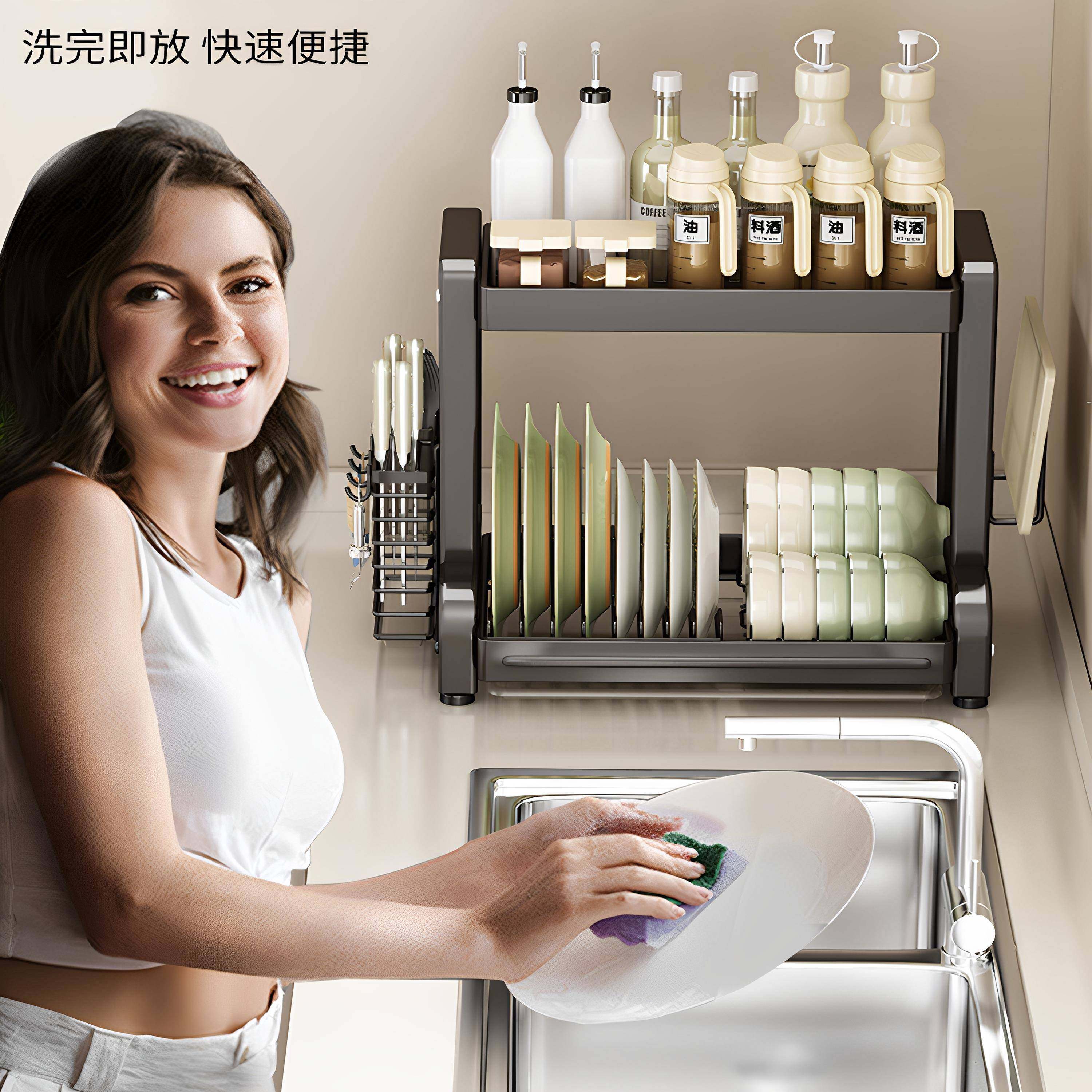 不钢厨锈房碗架碟调料一体置物架F996J6MJ调料品收纳架架碗碟碗盘,厨房/烹饪用具,抹布架/厨房清洁收纳架,淘宝优惠券,粉丝福利购,淘宝优惠卷