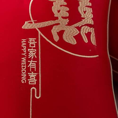 新款全棉婚庆刺枕枕头不塌陪陷立体绣枕成芯人TG枕高档红色结婚嫁