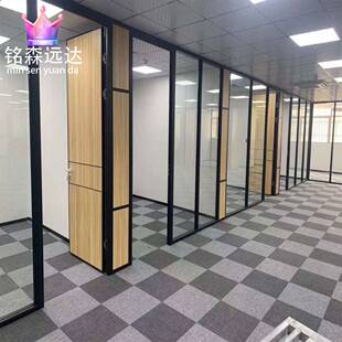 办公室单双层钢化玻璃隔断双玻百叶高隔断隔音墙承接工程隔音降噪