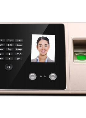 优库FA02H人脸考勤机智能签到带刷卡员工指纹面部识别上班打卡机