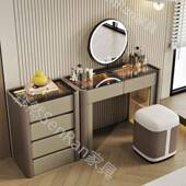 卧室实木梳台带DFH围灯现代简约斗柜一体伸缩妆转氛角化妆桌收式