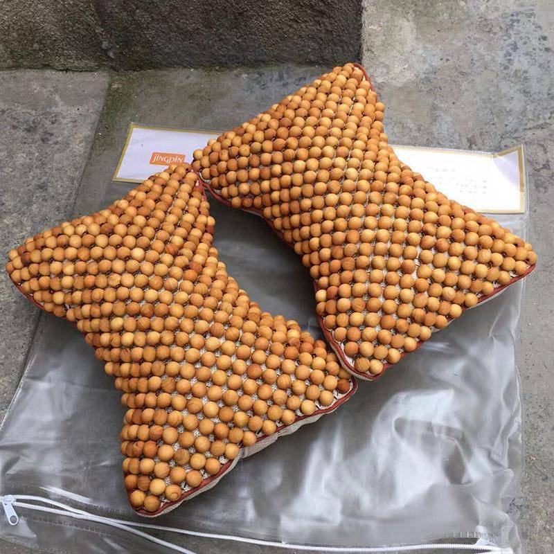 新款汽车舒头枕枕护颈太354行崖柏珠子手工编织作清凉适透制气