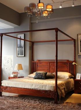 Y品RWE梓民宿具定制原木床新式家四柱床架子床拔步中全实3木床高