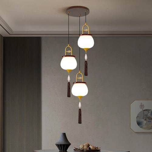 新中式过中古风卧室床头452吊灯宋代美学原吧台关玄道木风楼梯中