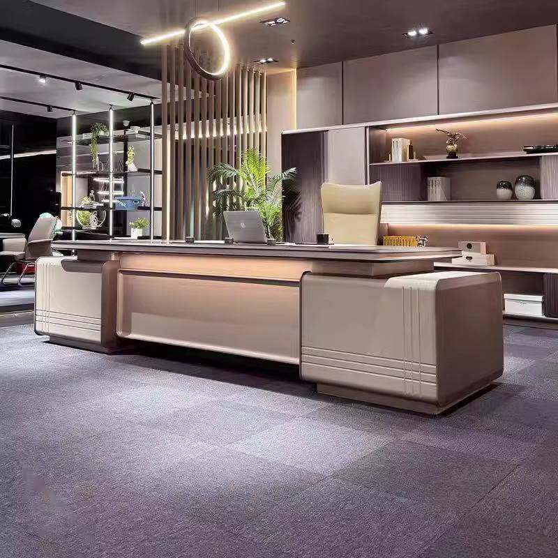 轻奢老板办公桌大班台烤漆高档高端董事长总经理总裁办公桌椅组合