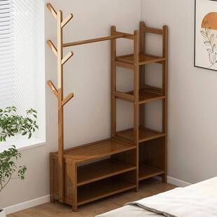 衣帽架落地立式卧室家用多功能置物架衣服简易组装房间进门挂衣架