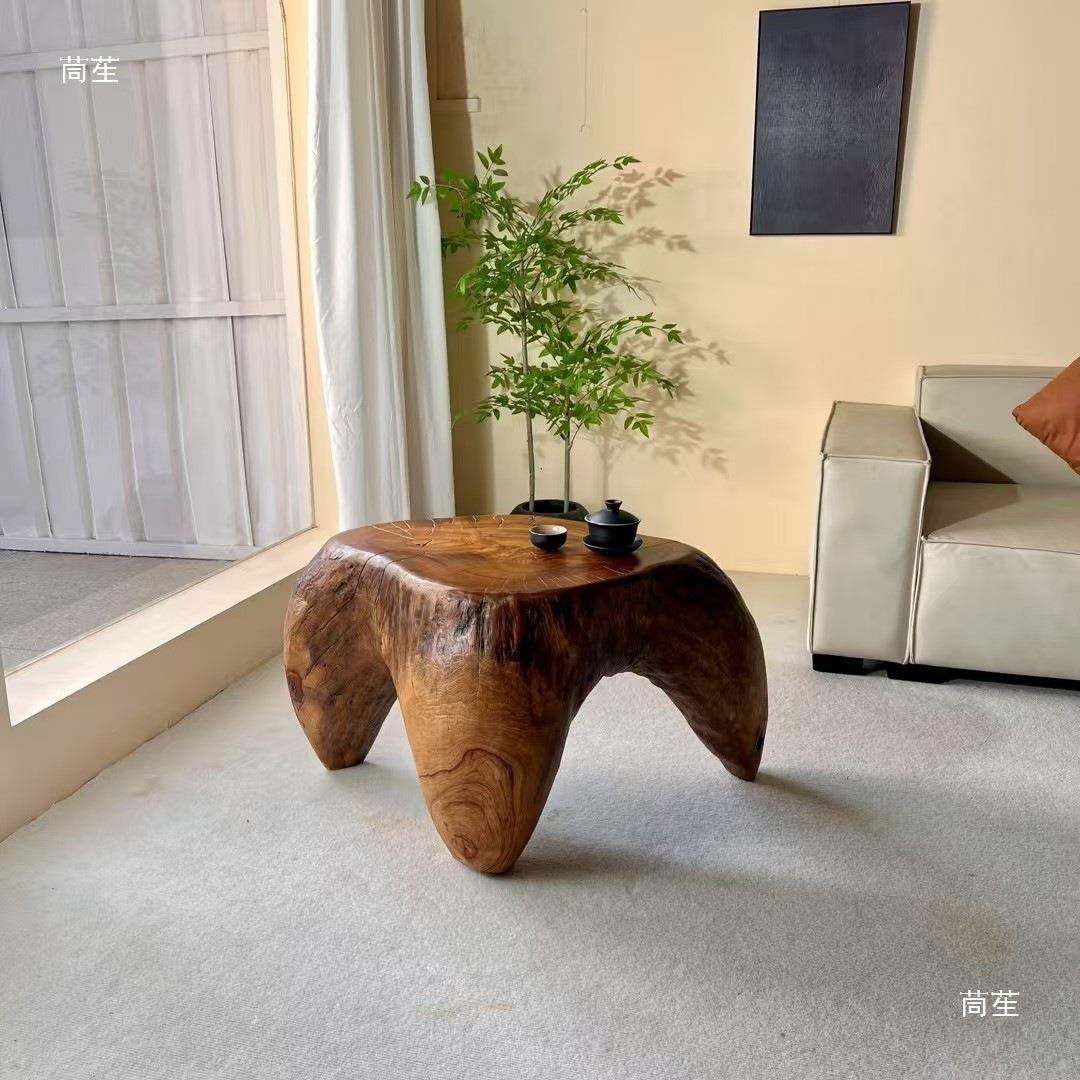 原木墩小圆木凳根雕底座复古木树686根茶几宋式美榻学实墩摆件榻