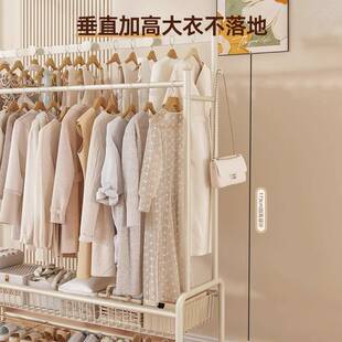 挂衣架现代简易家用落地可移动铁艺收纳置物架阳台晒衣架子衣帽架