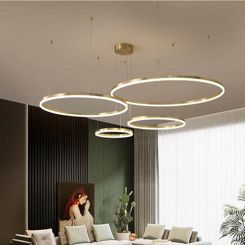 铝材电镀圆圈吊1.5米轻奢6后现代1.2复式灯楼梯627间吊7层客厅大