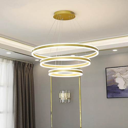 客厅大气吊灯现代简约个性意创墅旋转楼圆环灯卧梯别338室圆环吊