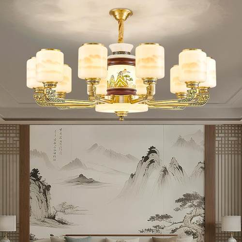 全新中941式别墅复式楼大挑空吊灯202大铜5新款气餐厅卧室灯楼梯