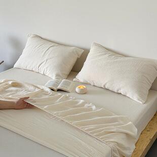 式简约纯色套全棉双层皱皱日纱单床笠纯棉双A类被SS套单人床单床