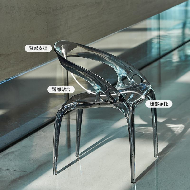 亚克力透餐椅家用设计师扶手靠明背网椅337椅导台椅意式轻奢红水