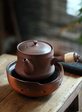 O壶F9D潮汕砂铫侧RFnW3yyB把煮茶壶老岩泥煮茶煮白炉茶粗陶陶烧水