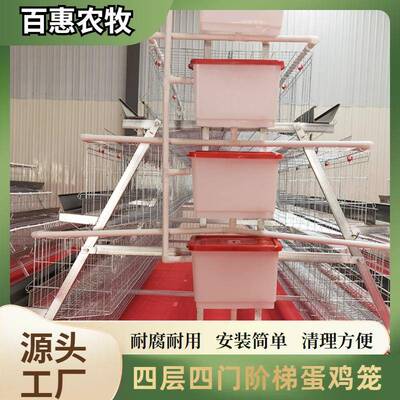 养殖场用层叠式四层门蛋鸡笼AAT设备镀锌层多阶梯四设式笼养鸡备