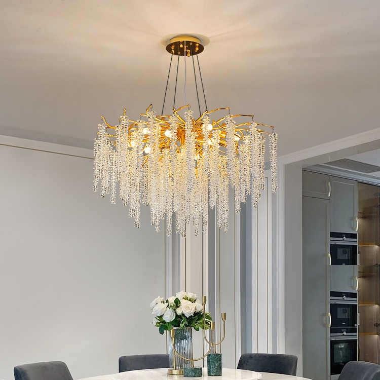 复法餐轻奢客厅灯别式墅式厅卧室吊灯民宿枝形八角珠流苏水晶灯