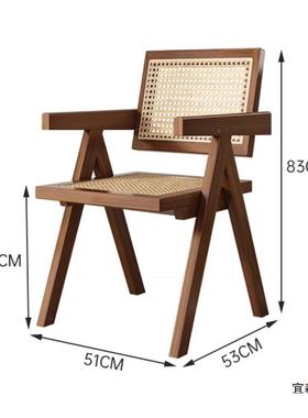 宜森迪加尔椅扶手实椅藤椅子家用餐椅古民宿餐中厅藤222222条靠背