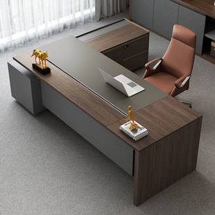高档办公桌老板桌简约现代总经理室办公室大班台家具全套桌椅组合