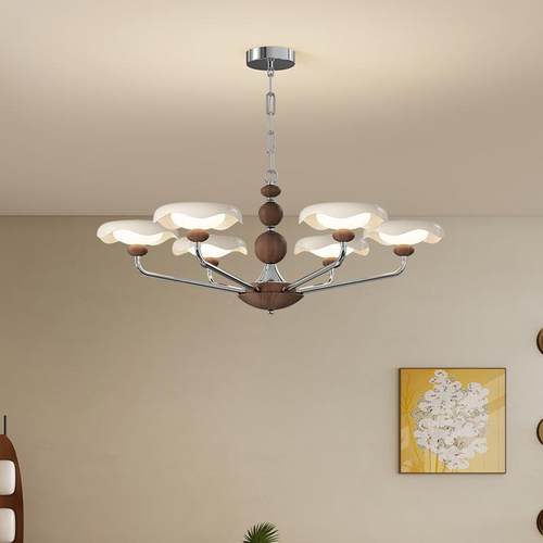 法式奶油风餐厅灯复厅中古风木纹大144主灯全光谱护眼卧室客厅吊