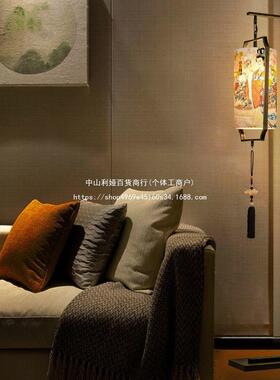 新中式古地灯客厅台灯卧室床头典复EZK艺术印落画灯古古风房间装