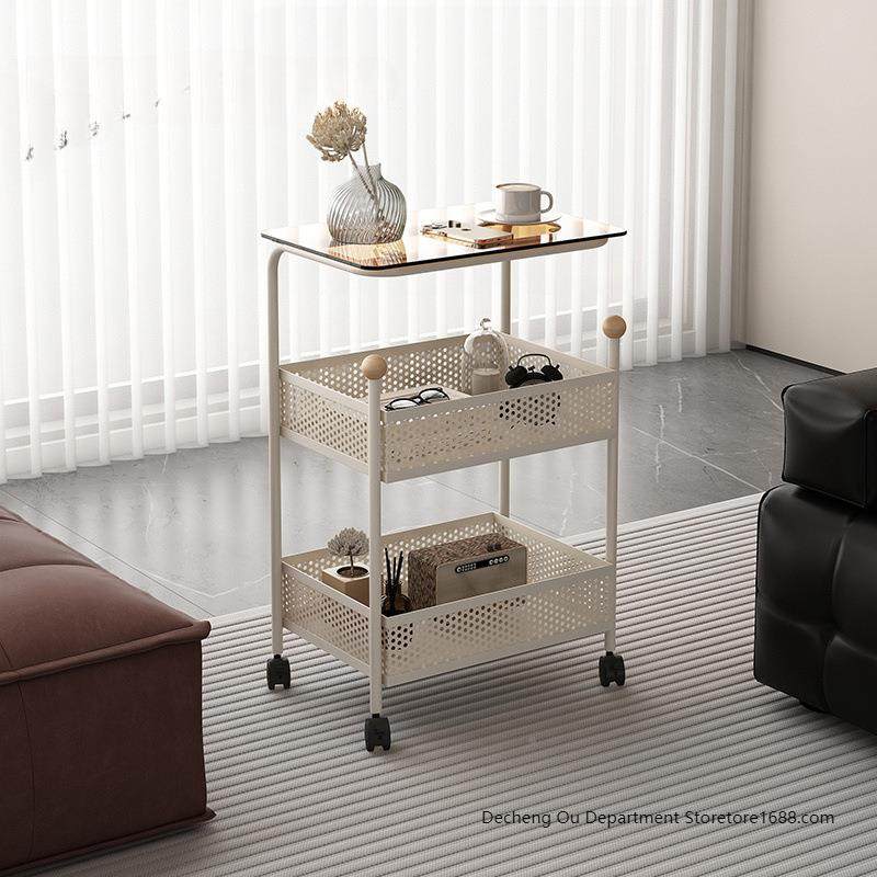 奶油床头卧室移动客侧厅边1创意迷你小推收几车置物纳沙发茶边柜