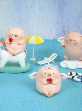 可爱小猪摆件创意漂亮高档祝福动物汽车载送男女朋友生日礼物情侣