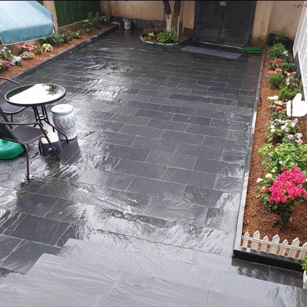 青石板地砖文化石庭院仿古地铺石花园别墅户外广场天然防滑石板岩