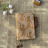 Munimhoe咖色亚麻呆萌绵羊刺绣手工手帐书衣工作周计划本A5A6封套