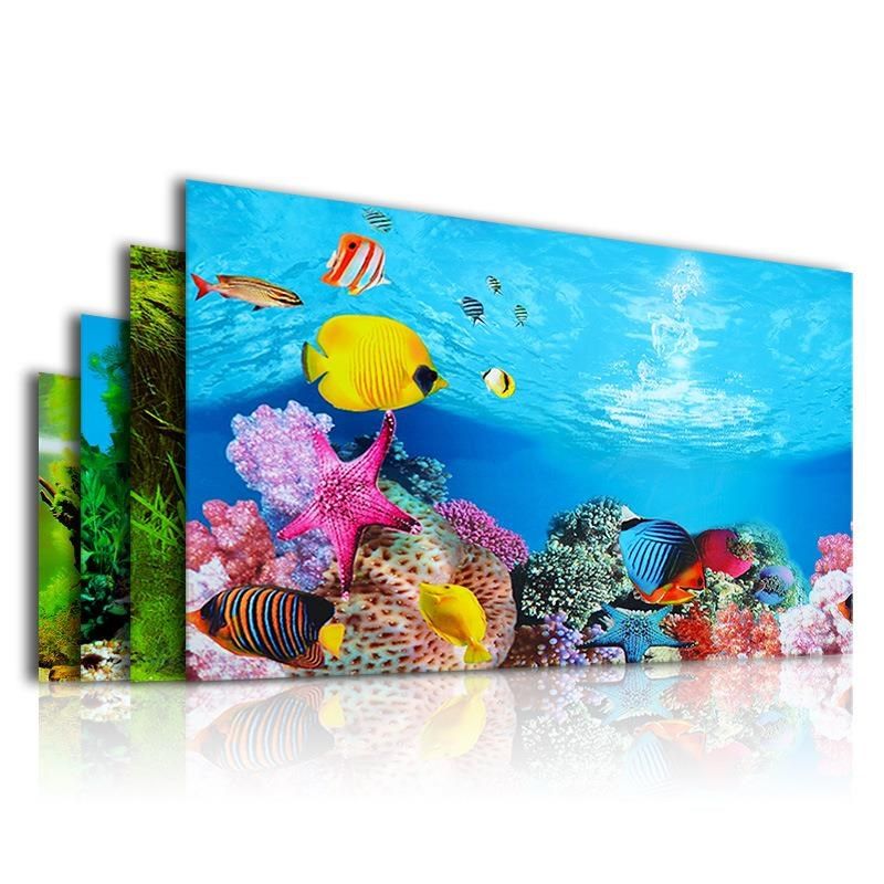 鱼缸高清双d面背景纸水族箱装饰背景画背景图鱼缸造景壁纸加厚缸