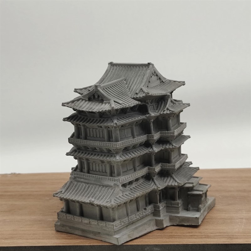 水泥国风古代建筑滕王阁模型家居水族鱼缸微景观假山装饰造景摆件