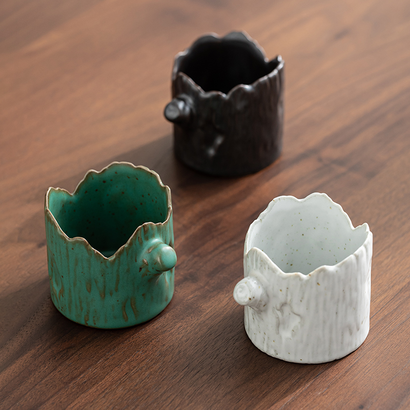 陶瓷一体树叶茶漏茶滤 茶叶过滤网树桩茶隔泡茶器滤茶器茶具漏斗