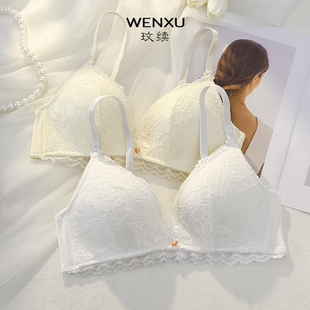 无钢圈大学生少女纯欲三角杯文胸罩套装 内衣女小胸聚拢夏季 超薄款