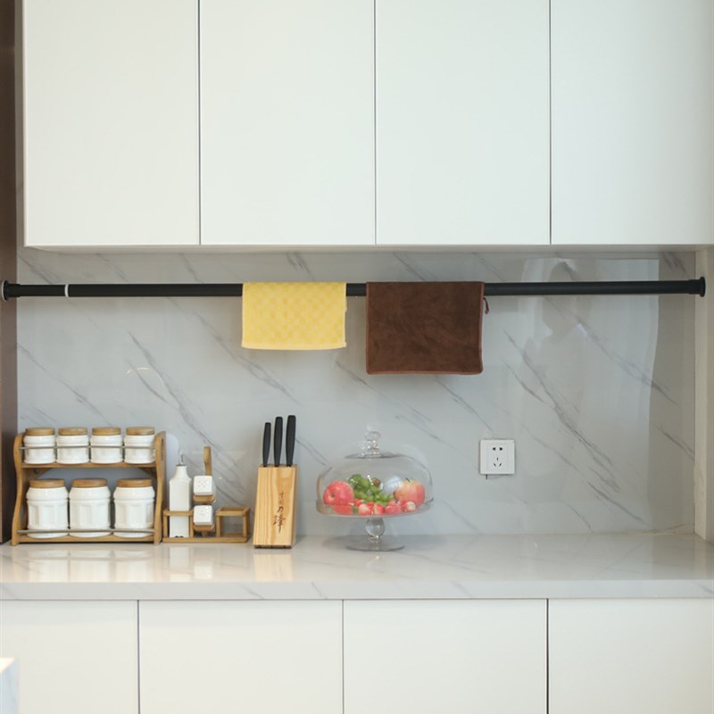 免打孔安装简易窗帘杆卧室卫生间浴帘轨道支架可伸缩挂钩式单杆