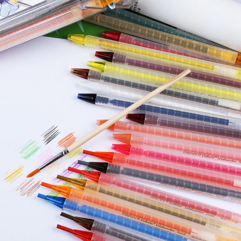 内田美辉4500水溶彩铅36色24色12色旋转管水溶性彩色铅笔绘画笔免
