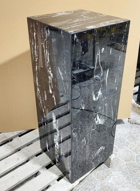 天然银白龙古木纹大理石雕塑摆件底座展台现代装饰品饰品落地摆台