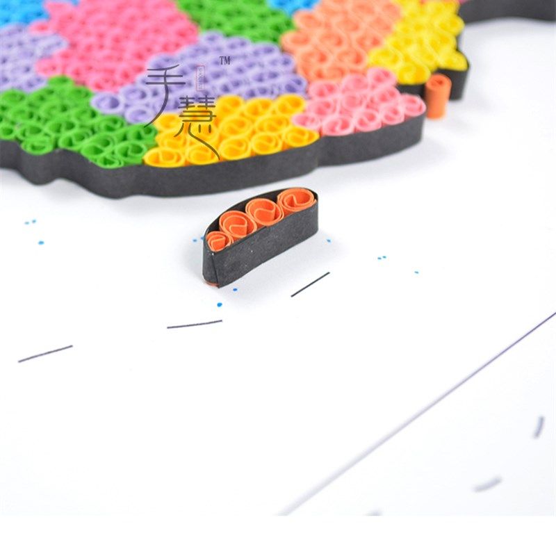 衍纸画地图线稿图爱国社区团建简单初学生成人亲子diy手工材料包