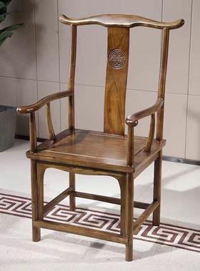 中式实木椅子师茶圈椅三件主人RYQ围椅套靠背太椅茶桌椅官帽配椅